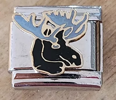 Moose Head Enamel Italian Charm 9mm Bracelet Link  • $3.95