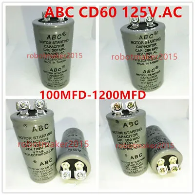 ABC CD60 Motor Starting Capacitor 100MFD 200MFD 300/400/150UF-1200UF 125VAC 125V • £10.72