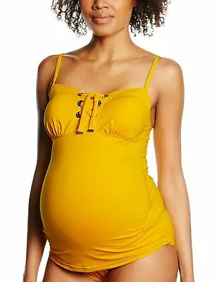 Cache Coeur Women's New Port Maternity Tankini TOP Yellow (Sun) UK 36 E/F. • £12.99