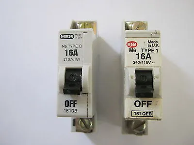 Mem 16a M6 Type 1 161 Qeb// Type B 161qeb 240/415v Mcb.161qeb/161qb • £3.50