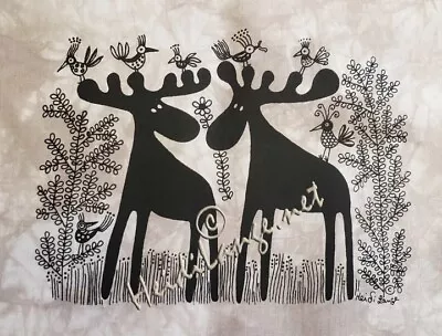 Heidi Lange East African Batik - Moose With Birds In Grass - 16 X12  • $29.99