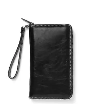 Filofax Malden Personal Compact Zip Leather Organizer - Black  - 022630 • $148.75