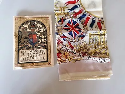 Souvenir Programme And Silk Scarf: Coronation Of Queen Elizabeth II • £12