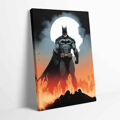 Batman Gotham At Night Stretched Canvas Or Unframed Poster Art More Sizes • £12.99