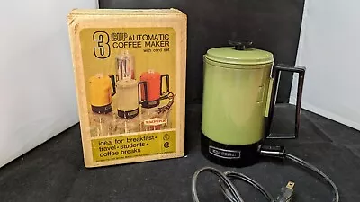 Empire-Matic Portable Electric 3 Cup Coffee Pot Percolator Original  Box Avocado • $17.89