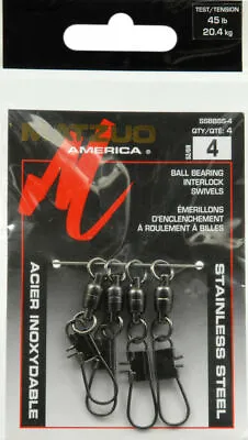 5 Packs Matzuo Ball Bearing Fishing Swivels With Interlock Snap Size 4 45# Test • $11.99