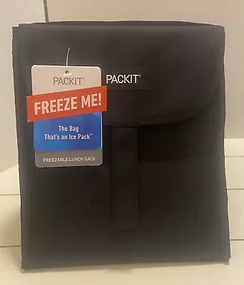 PackIt Lunch Bag Re Usable Black PKT-LN-GEN Built In Ice Packs BPA Free • $21.50