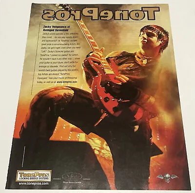 Zacky Vengeance Magazine Print Ad Avenged Sevenfold TonePros Locking Bridge • $5