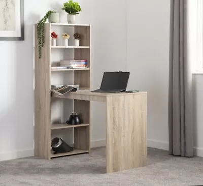 Oak Effect Desk With Bookcase W120cm X D55cm X H144.5cm CAMBRIDGE • £139