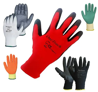 24 Pairs Nitrile / Latex  Coated Work Gloves Mens Builders Gardening Grip • £8.99