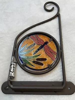 Metal Plant Hanger With Round Stained Glass Inserts With Screws • $9.99