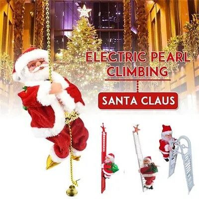 Santa Claus Climbing Ladder Christmas Doll Music Music Decor Party Xmas Gift Set • £11.98