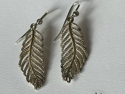 Pandora Light As A Feather Compose Earrings With Clear CZ Hooks S925 ALE Boxed • £50