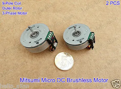 2Pcs Mitsumi Outer Rotor 3-Phase 9-Pole Coil Motor Micro DC Brushless Motor DIY • $3.98