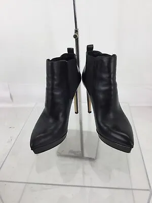 MICHAEL Michael Kors Black Leather Pointed-Toe Chelsea Platform Booties Size 6 • $12.50