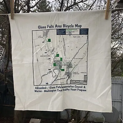 Vintage Bandanna Glens Fall NY Bicycle Trail Map Adirondacks Upstate NY • $23.99