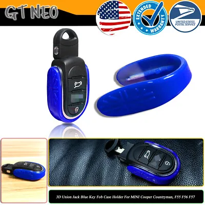3D Union Jack Blue Key Fob Case Holder For MINI Cooper Countryman F55 F56 F57 • $9.99