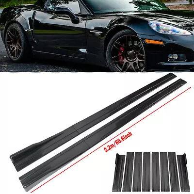 86.6'' Carbon Fiber Black Side Skirts Extension For Corvette C8 C7 C6 C5 Z06 USA • $59.95