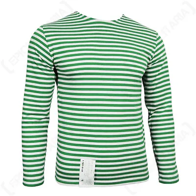 Genuine Russian Border Force Telnyashka Cotton Green Striped Long Sleeve T-Shirt • £20.45