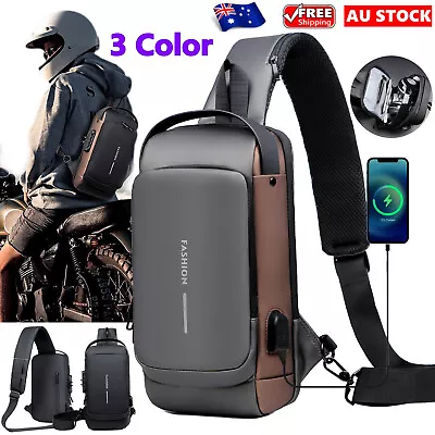 $8.95 • Buy USB Charging Sport Sling Anti-Theft Shoulder Bag Crossbody Bags Chest Daypack AU