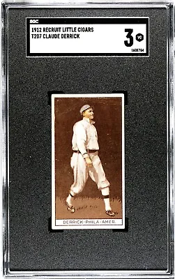 1912 T207 Recruit Little Cigars: CLAUDE DERRICK Philadelphia Athletics ~ SGC 3 • $84.50