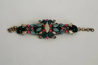 Authentic J.Crew Bracelet Multi Color Rhinestone Bracelet.  Pink/turquoise/blue • $37