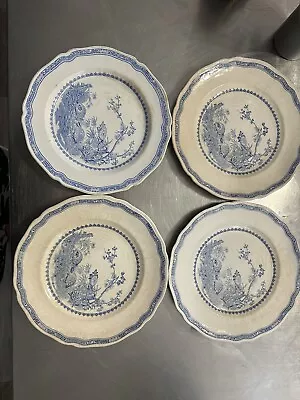 Furnivals Quail 1913 Blue 4 Dinner Plates • $150