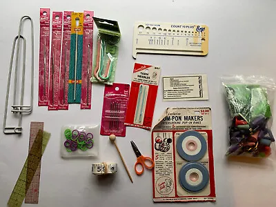 Lot Of VTG Knitting/Crochet Supplies - Hooks Needles Stitch Cable Holders Etc • $24.99