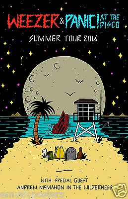 WEEZER / PANIC AT THE DISCO / ANDREW McMAHON  SUMMER TOUR 2016  CONCERT POSTER • $31.08
