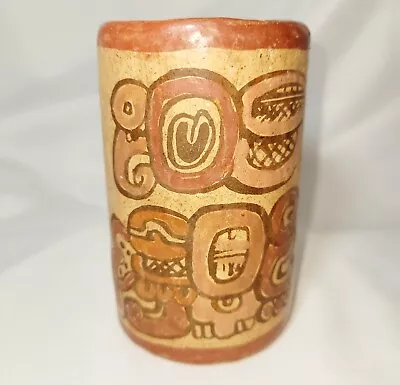 PRE-COLUMBIAN 6-9th CENTURY MAYAN/ AZTEC POTTERY VESSEL CUP WITH GOLD FLAKES  • $2520