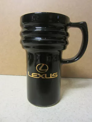 Lexus Black Ceramic Coffee Travel Mug With Lid No Slip Bottom Pad USA ASI 63940 • $14.25