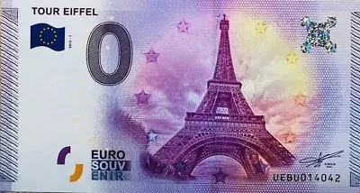 Ticket 0 Zero Euro Memory Tourist Paris The Tour Eiffel 2015 • £16.62