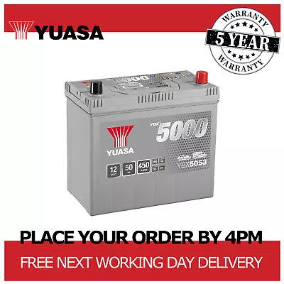 12V Car Battery Type 053 Yuasa YBX5053 50Ah 450CCA Sealed Calcium • £69.21
