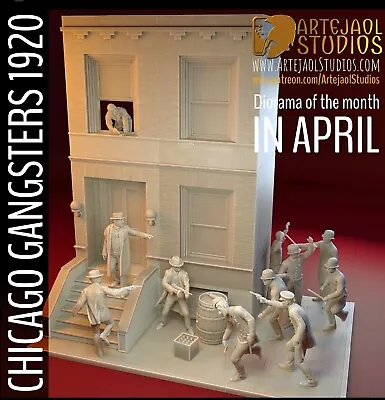 Chicago 1920 Gangsters Diorama Scene Full Set 1/35th Resin Printed • £90