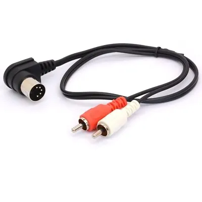 90 Degree Right Angle 5 Pin Din Plugs Male To 2 RCA Audio Cable 0.5mt • £3.95