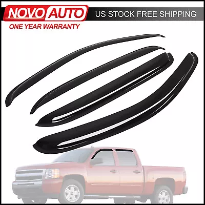 Window Visor Rain Sun Guards Vent For 2007-2013 Chevy Silverado 1500 Crew Cab • $47.89