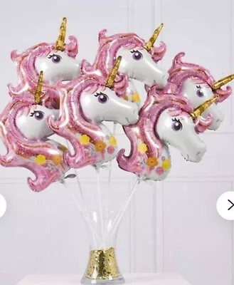 10pc Helium Unicorn Shaped Design Balloons Birthday Party Celebration Fun New • £2.99