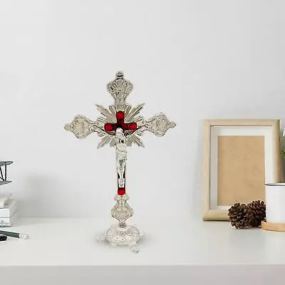 Standing Crucifix 10 Inches Metal Table Cross For Tabletop Chapel Home Decor • $14.19