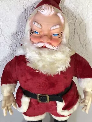 50s Vtg Jumbo Santa Claus Rubber Face Hand Plush Stuffed Doll Christmas Antique • $135