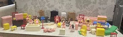 Vintage Lot Mini Dollhouse Furniture Plastic • $49.99