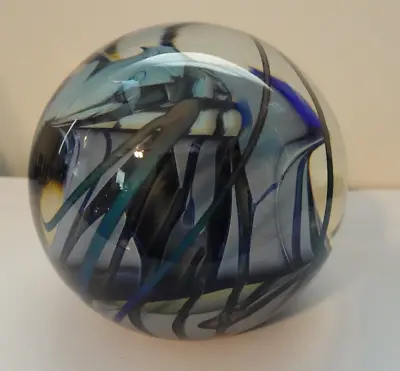 1978 Signed Randy Strong Studio Art Glass Veined Asteroid Paperweight LARGE • $71.55