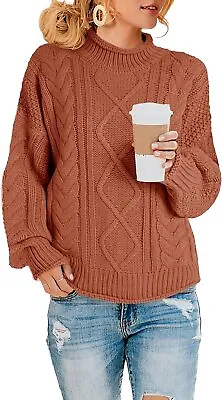 $95.88 • Buy Saodimallsu Womens Turtleneck Oversized Sweaters Batwing Long Sleeve Pullover Lo