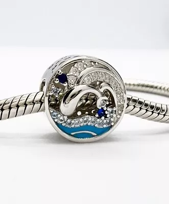 💖 Diving Dolphin Charm Bead Sea Life Ocean Genuine 925 Sterling Silver 💖 • £18.95