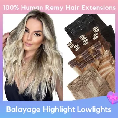 100% Clip In Real Remy 8A Human Hair Extensions Full Head 8pcs 8pcs 16 18 20 22  • $18.57