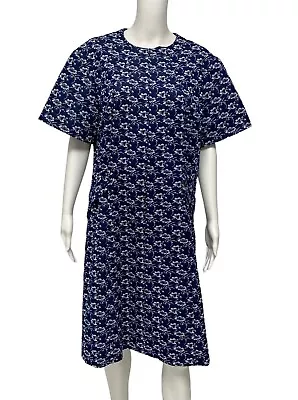 Vintage Cedar Glen Women's Short Sleeve Blue Floral Knee Length Dress Size 22 • $17.99