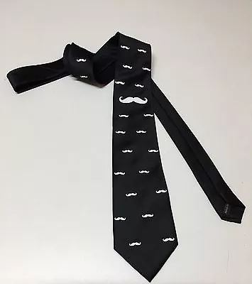 Mustaches Pattern Black Necktie • $17