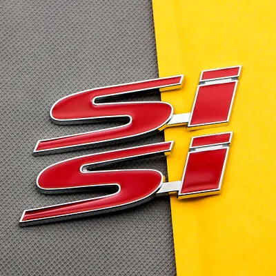 2Pcs Metal Civic Si Red Emblem Decal Chrome Car Trunk Sport MUGEN Badge Sticker • $9.99