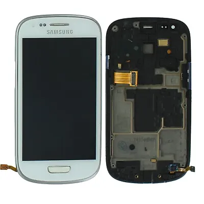Samsung Galaxy S3 Mini LCD Display Touch Screen Digitizer Frame I8190 OEM White • £10.95