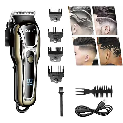 Professional Cordless Hair Clippers Trimmer Kit Men Cutting Machine Barber Salon • £16.85