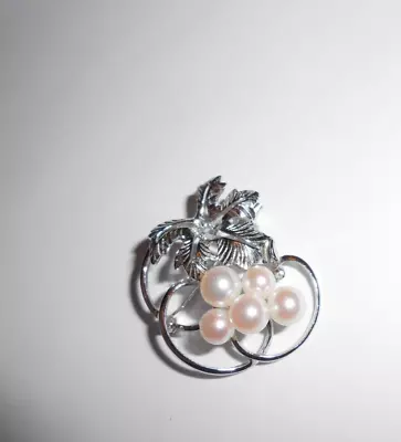 Mikimoto Pearls  Sterling Brooch. • $78